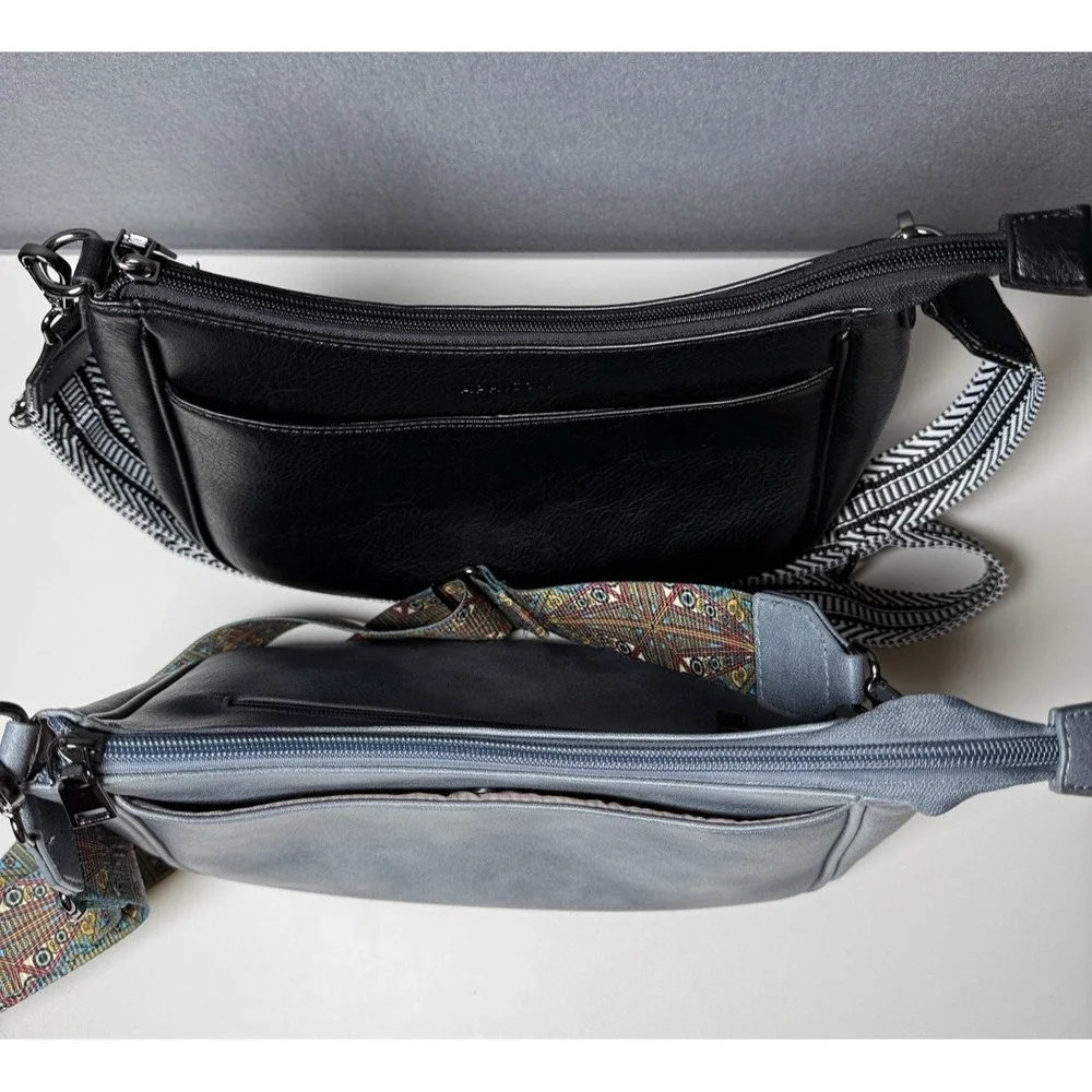 Set of 2 - APHISON Vegan Leather Crossbody Purse with Adjustable Crossbody Strap
